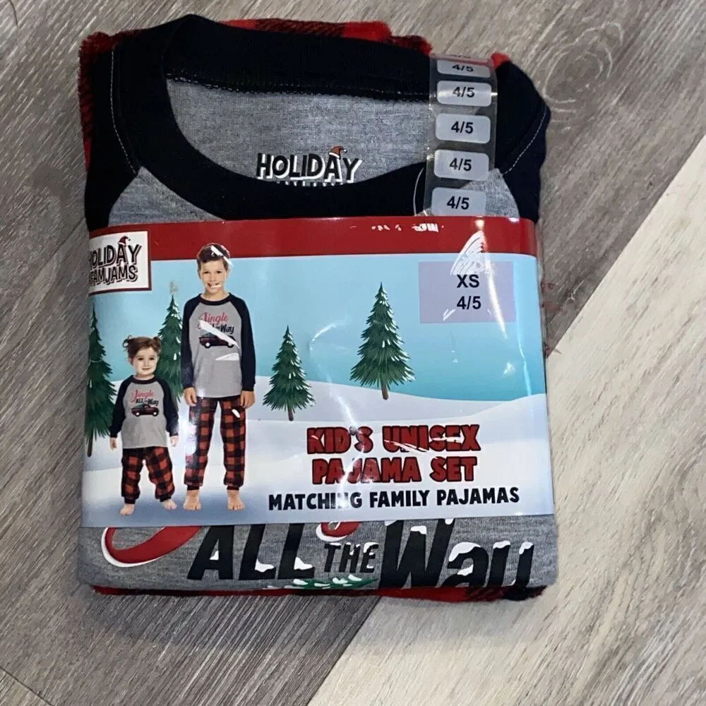 Holiday Fam Jams Kids Unisex Pajama Set XS 4/5 Toddler Jingle All The Way